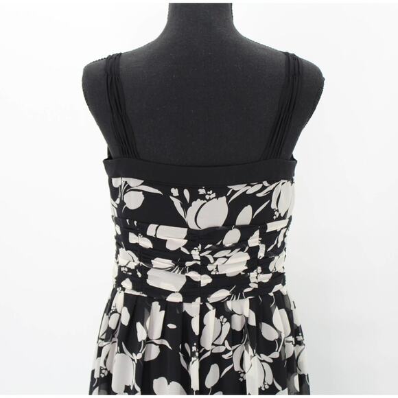 Ann Taylor Floral Dress 4 Floral Wide Straps V Neck Black White Sundress Career - Picture 5 of 15